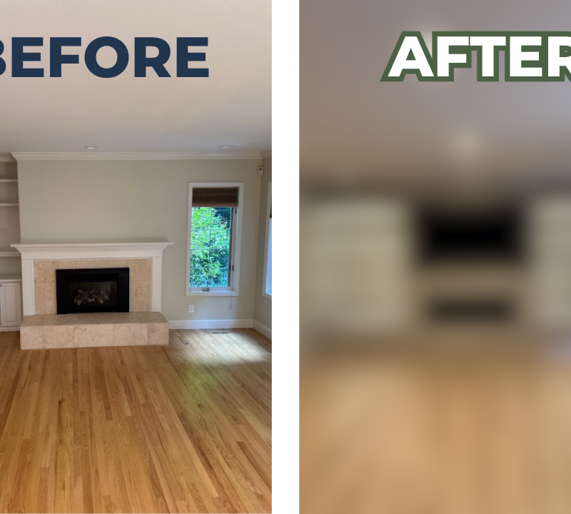 before and after fireplace remodel in Bellevue